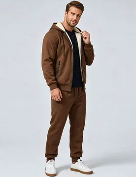 Conjunto de 2 piezas de chaqueta con capucha gruesa y forro térmico para hombre, otoño/invierno, para senderismo al aire libre, ciclismo, fitness, r - Shein - FashionsVida