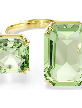Anello aperto Millenia, Taglio ottagonale, Verde, Finitura oro 18K 58 - Swarovski - FashionsVida
