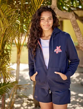 Maya Womens Full-Zip Hoodie - Navy - Navy - Size: 6 - Animal - FashionsVida