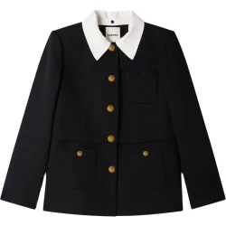 Chaqueta de mujer 100% lana con cuello desmontable