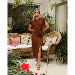 Vestido liso midi de mujer