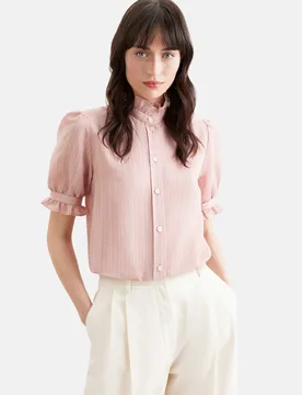 Semitransparente Hemdbluse mit Rüschendetails Rosa/Pink 44 - Seidensticker - FashionsVida