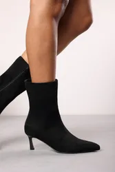 Wheres Womens 'Aubrey' Suede Pointed Toe Ankle Low Heel Boot - Black - Size Uk 7
