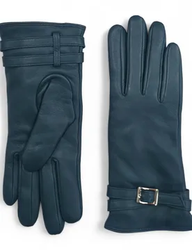 Womens Teal Green Italian Soft Wool Lining Winter Buckle Driving Gloves - Size 2xl - Infinity Leather - FashionsVida