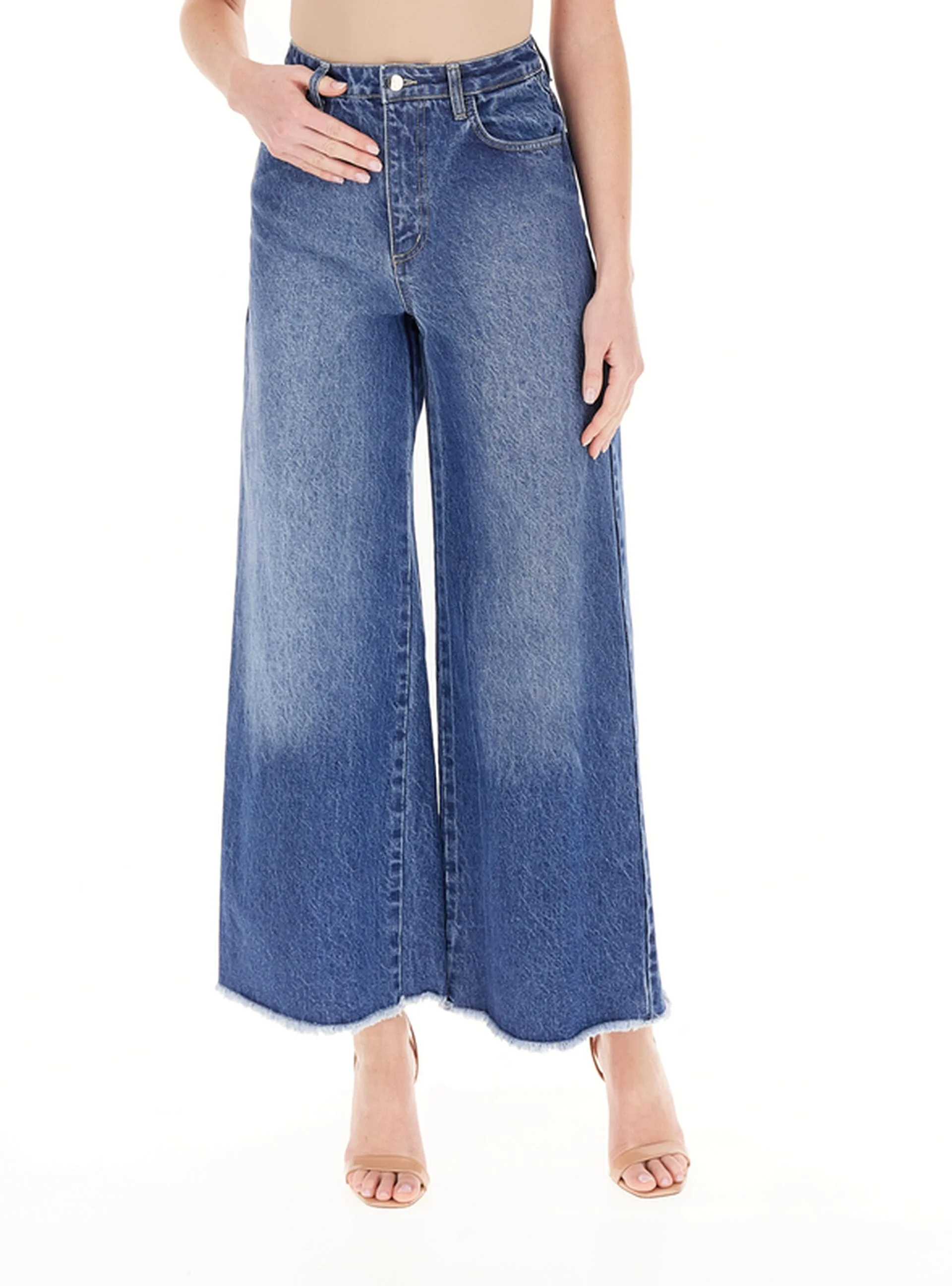 RINASCIMENTO Jeans wide leg BLU M - Rinascimento - FashionsVida