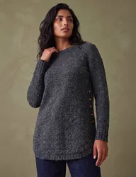 Button Detail Curved Hem Jumper Black female