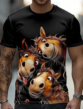 Cartoon Anime Horse Graphic T-shirt For Men Funny Casual 3D Animal Print O-neck Breathable Tee Shirts Summer Daily Leisure Tops - Aliexpress - FashionsVida