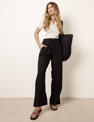 Drawstring Wide Leg Trousers - M / BLACK - female