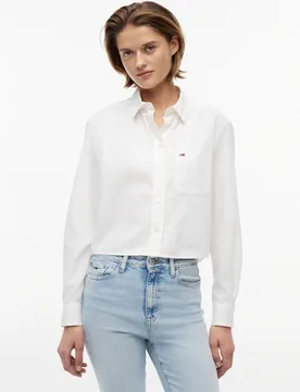 Camisa de mujer de silueta relajada y corte cropped - Tommy Jeans - FashionsVida