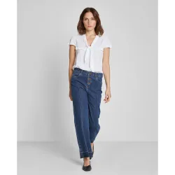 Blusa de mujer de manga corta con lazo frontal