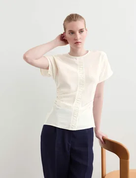 Pure Silk Ruched Shell Top Ivory female - Jaeger - FashionsVida