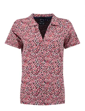 Weird Fish Rhenena Printed Jersey Polo Shirt Size 8 - sale all-sale sale womens women tshirts-and-tops - Begonia Pink - FashionsVida