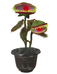 Fleischfressende Pflanze Halloween-Partydeko grün-rot-schwarz 42 cm