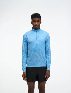 Men's SkyForm Half Zip in Mineral Blue Prt, Size XL - HOKA - FashionsVida