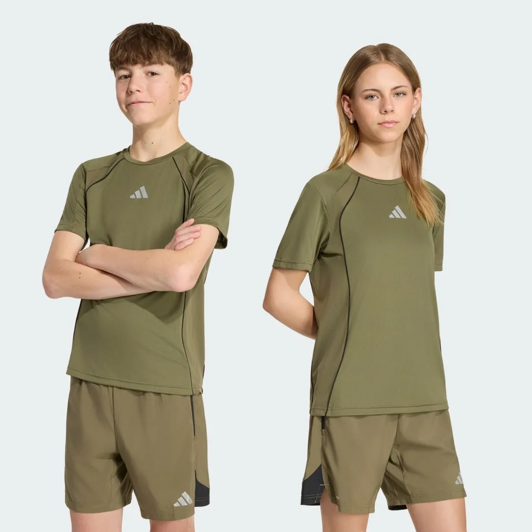 T-SHIRT TECH APPAREL CLIMACOOL 7-8A Olive Strata / Reflective Silver - Adidas - FashionsVida