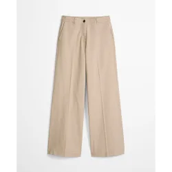 Pantalones anchos de mujer modelo Margo ancho de sarga de algodón ecológico