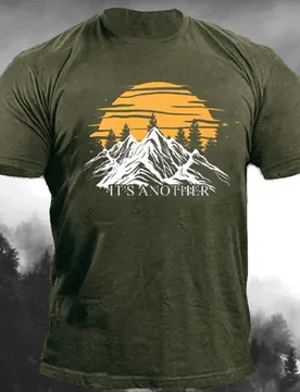Men's with mountain pattern 3d printing, Men's T-shirt,Loose shirt top fashion sports street casual wear (polyester fiber - Aliexpress - FashionsVida