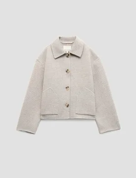Double Faced Wool Rich Checked Jacket Grey female - hush - FashionsVida