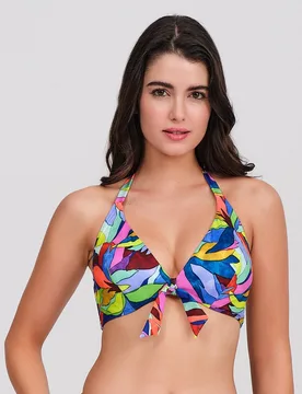Top bikini mujer con copa triangular y nudo delantero - Carey - FashionsVida