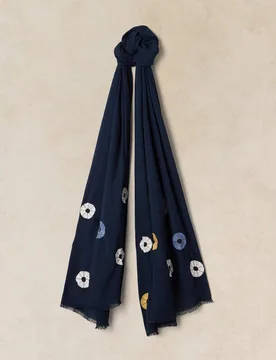 Embroidered Scarf Navy Mix female - White stuff - FashionsVida