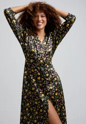 Charlotte Button Front Floral Print Midi Dress In Multi - 8