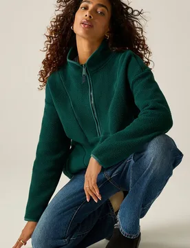 Women's Frankie Borg Longline Relaxed Fleece Sweatshirt in Bottle Green Size: 12 - Bottle Green - Size: 12 - Regatta - FashionsVida