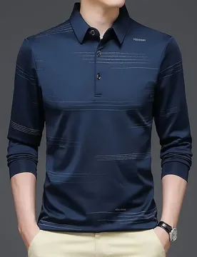 Autumn and Winter Men's Long Sleeve Solid Polo Collar Plush Thickened Fashion Casual Button England Style Plaid Polo Tops - Aliexpress - FashionsVida