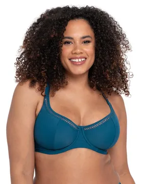 Womens First Class Balcony Bikini Top - Blue Nylon - Size 36d - Curvy Kate - FashionsVida