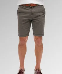Superdry Herren Vintage International Chino Shorts Schmale Passform Dunkelgrau - Größe: 32