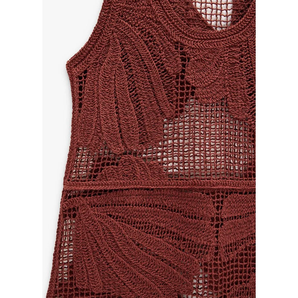 Vestido corto 100% algodón de crochet en liso - Parfois - FashionsVida