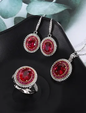 Jewelry Red Corundum Vintage Style Pigeon Egg Three-Piece Set 8*10-6-*8 - Aliexpress - FashionsVida