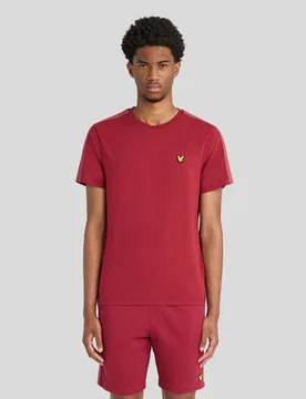 Men's Sports Jacquard Tape T-Shirt Plum - Lyle & Scott - FashionsVida
