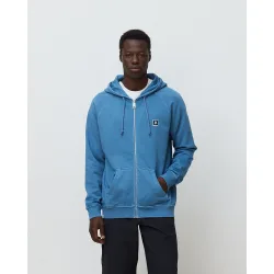 Sudadera con capucha de hombre de 100% algodón orgánico iconic full zip indigo blue