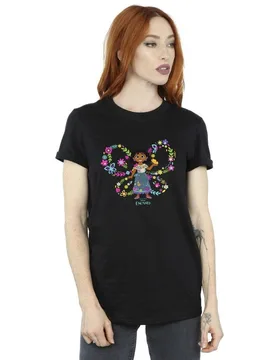 Women's Encanto Mirabel Butterfly Cotton Boyfriend T-Shirt in Black Size: Small - Black - Size: S - Disney - FashionsVida