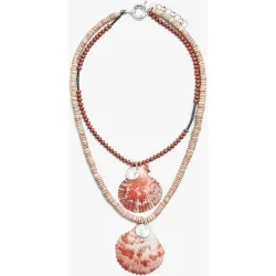 Collar corto doble con cuentas y abalorios de conchas decorativos