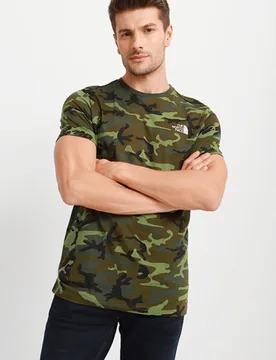 Mens T Shirt Ss Simple Dome Tee Camo Print - Camouflage Cotton - Size Medium - The North Face - FashionsVida