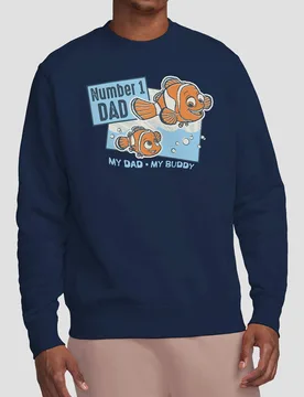 Unisex Finding Nemo Pixar Finding Nemo Number 1 Dad Marlin Sweatshirt, Navy Size: Medium - Navy - Size: M - Disney - FashionsVida