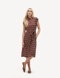 Geoemtric Midi Shirt Dress Brown Mix female