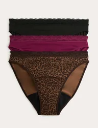 Pack Cotton Rich Period High Leg Knickers Brown Mix female