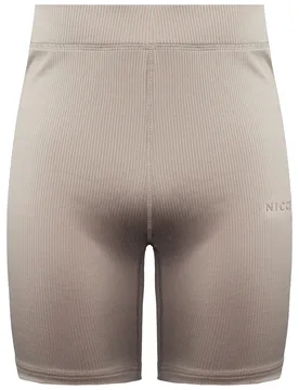 Stretch Highrise Fit Logo Latte Womens Arla Cycling Shorts 0309 K018 0510 - Beige - Size Large - Nicce - FashionsVida