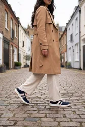 Women's Constance Faux Suede Stripe Trainers in Navy Size: 4 - Navy - Size: 4