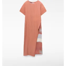 Vestido midi asimétrico en crinkle estampado