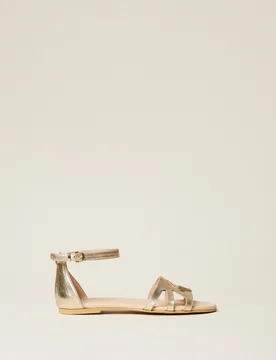 Sandales en cuir lamé avec bride - TWINSET - FashionsVida