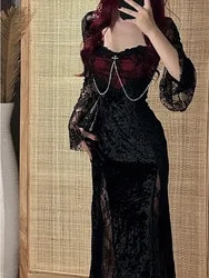 A new Halloween dress with Gothic lace patchwork mature and elegant perfect fit for the buttocks