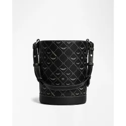 Zadig & Voltaire - Bolso saco pequeño de lona monograma con cierre fruncido