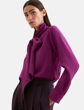 Seidenbluse mit angesetzter Schluppe Rosa/Pink 44 - Seidensticker - FashionsVida