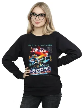 Women's Big Hero 6 Anime Cover Sweatshirt in Black Size: Medium - Black - Size: M - Disney - FashionsVida
