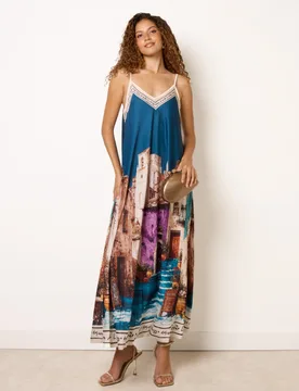 Satin Cami Dress - ONE / TEAL - female - Blue Vanilla - FashionsVida