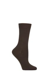 Women's 1 Pair Falke Soft Merino Wool Socks Dark Brown 4-5 Women's - Brown - Size: Small