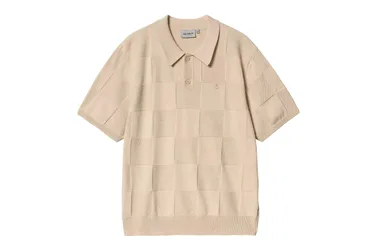 S/S Checker Polo - T-Shirt-kurzarm - beige - Herren - Size: L